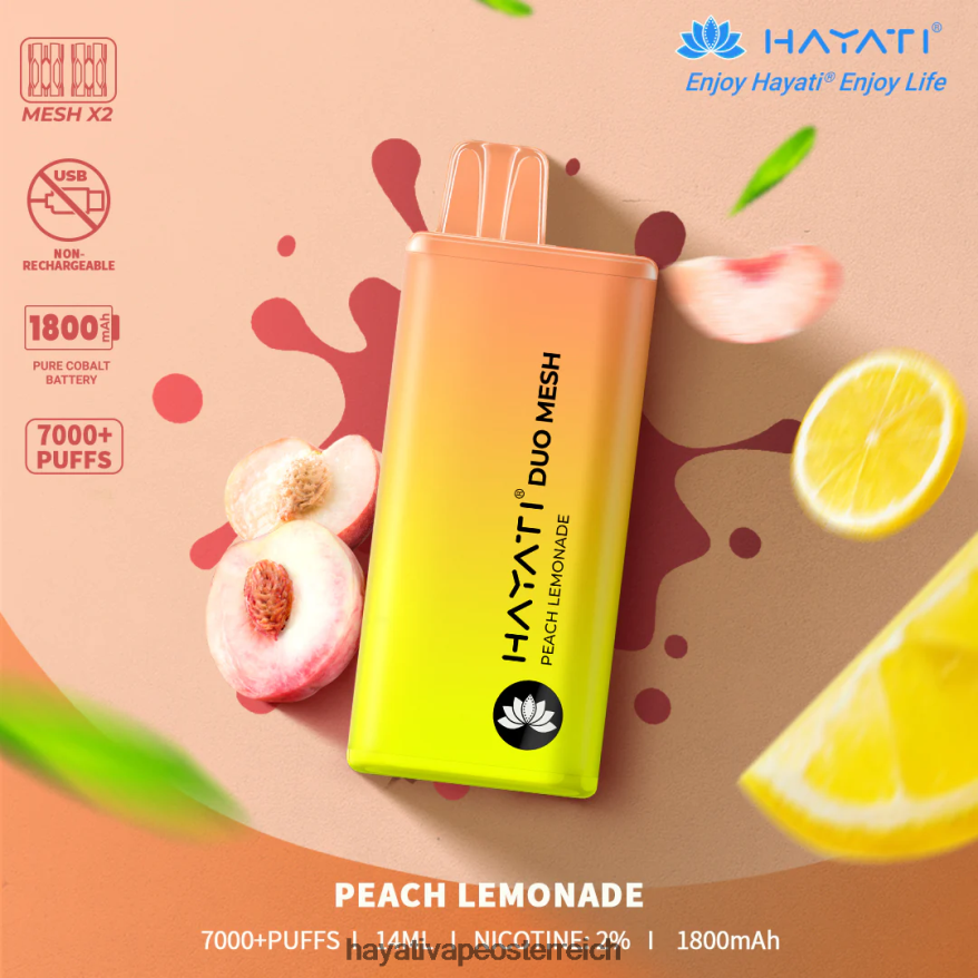 Hayati Flavour List - Hayati Duo Mesh Einweg Pfirsichlimonade PZRL6R175