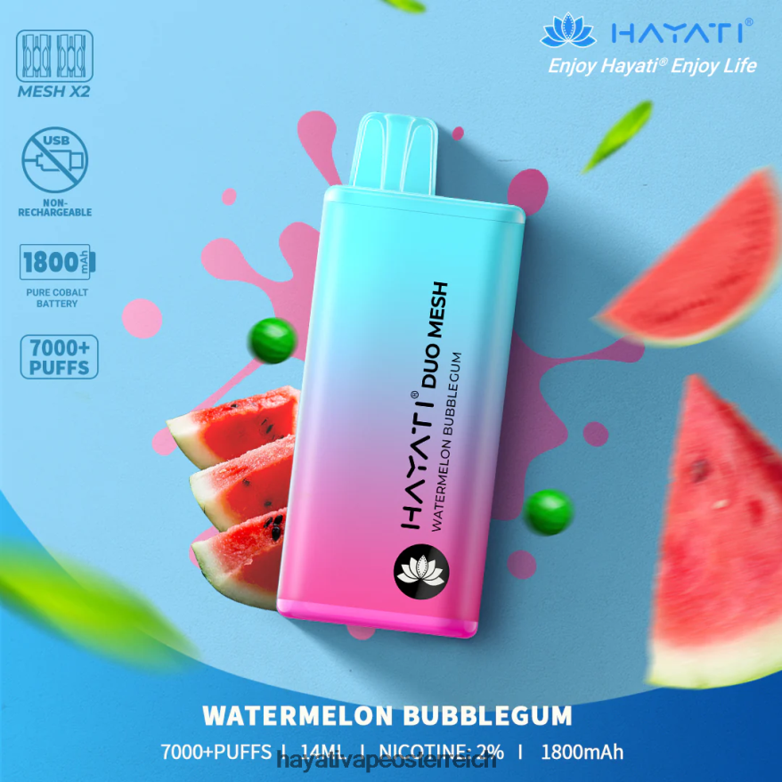 Hayati Flavour List - Hayati Duo Mesh Einweg Wassermelonen-Kaugummi PZRL6R185