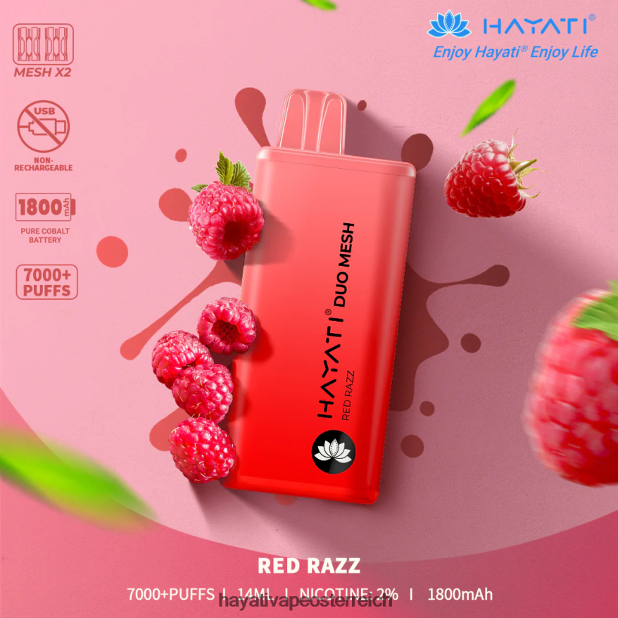 Hayati Price Österreich - Hayati Duo Mesh Einweg roter Razz PZRL6R179