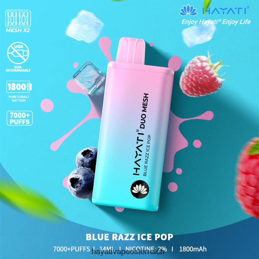 Hayati Store Österreich - Hayati Duo Mesh Einweg Blauer Razz-Eispop PZRL6R166