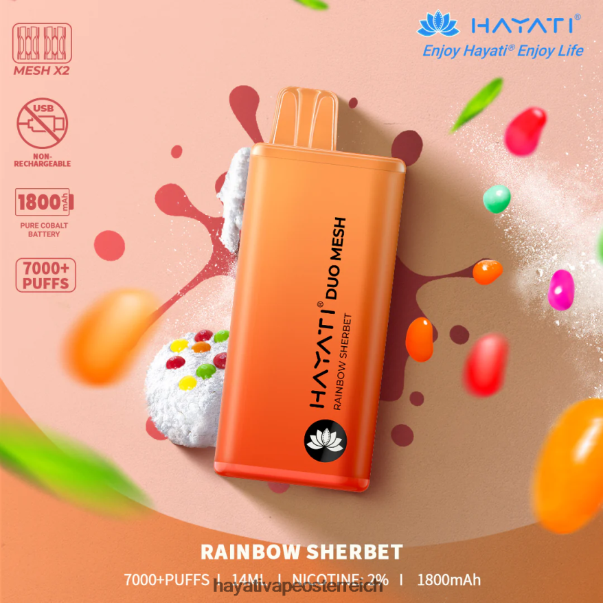 Hayati Vape Shop - Hayati Duo Mesh Einweg Regenbogensorbet PZRL6R177