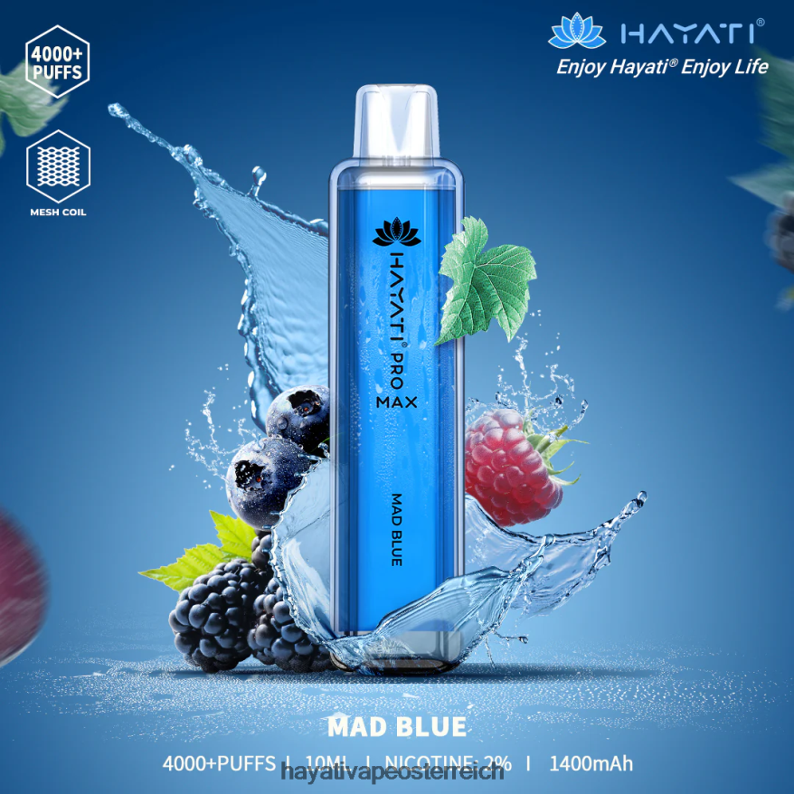 Hayati Vape Flavours - Hayati Pro Max Einweg verrücktes Blau PZRL6R110
