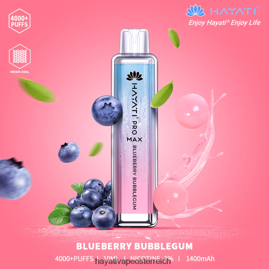 Hayati Vape Shop - Hayati Pro Max Einweg Blaubeer-Kaugummi PZRL6R137