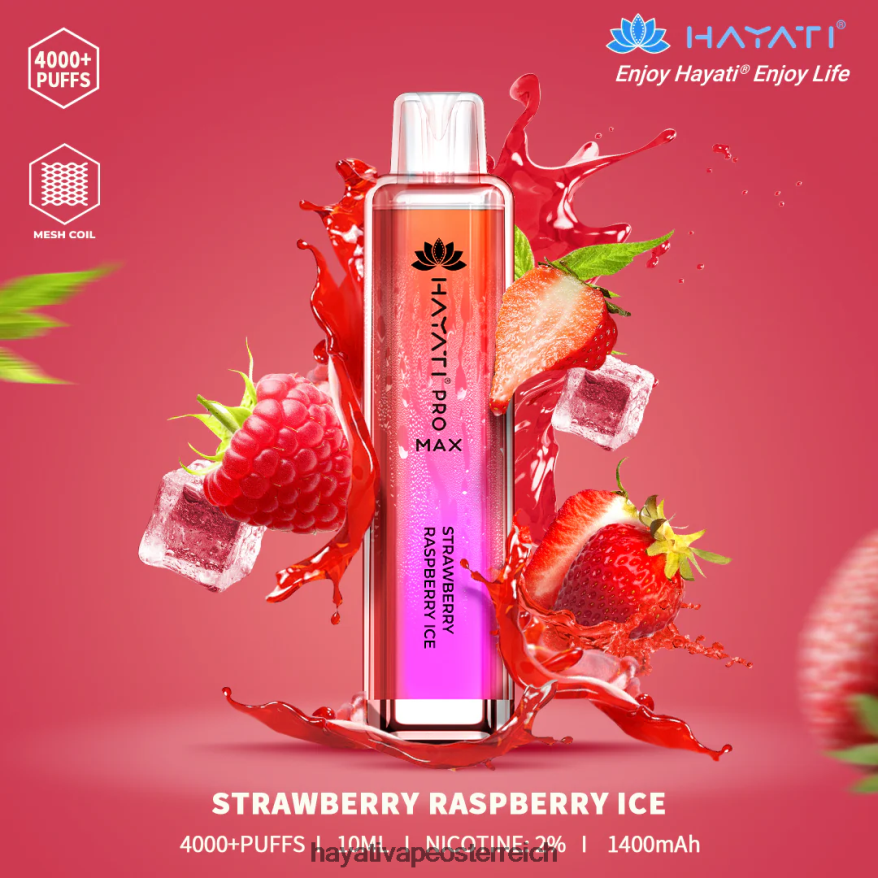 Hayati Wien - Hayati Pro Max Einweg Erdbeer-Himbeer-Eis PZRL6R122