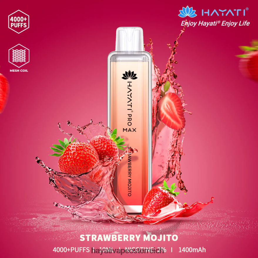 Hayati Österreich - Hayati Pro Max Einweg Erdbeer-Mojito PZRL6R121