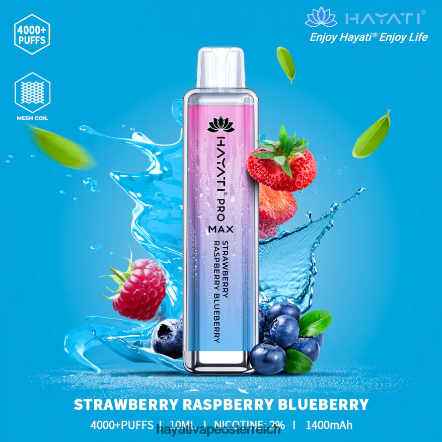 Hayati Österreich - Hayati Pro Max Einweg Erdbeere, Himbeere, Blaubeere PZRL6R141