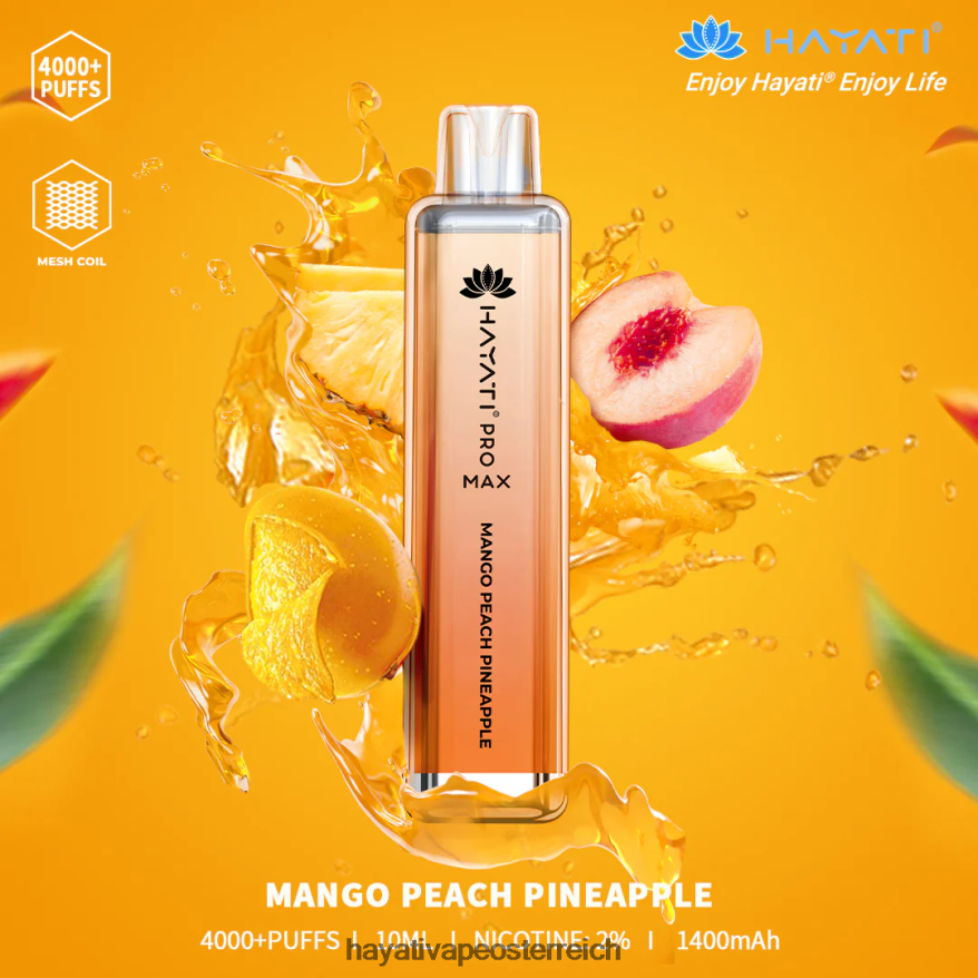 Hayati Österreich - Hayati Pro Max Einweg Mango-Pfirsich-Ananas PZRL6R111