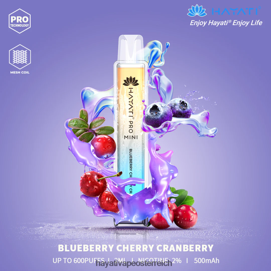 Hayati Flavour List - Hayati Pro Mini Einweg Heidelbeere, Kirsche, Cranberry PZRL6R5