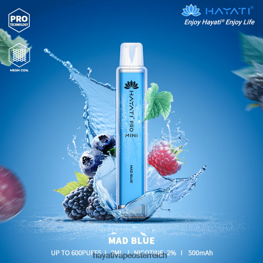 Hayati Flavour List - Hayati Pro Mini Einweg verrücktes Blau PZRL6R15