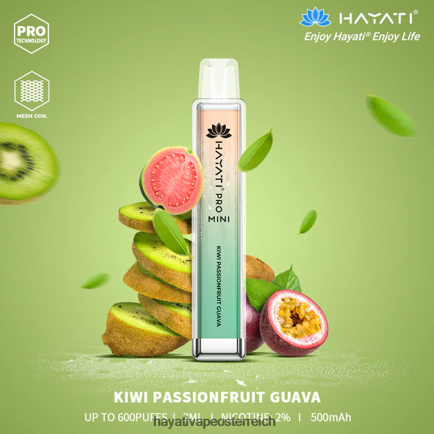 Hayati Vape Österreich - Hayati Pro Mini Einweg Kiwi-Passionsfrucht-Cuava PZRL6R13