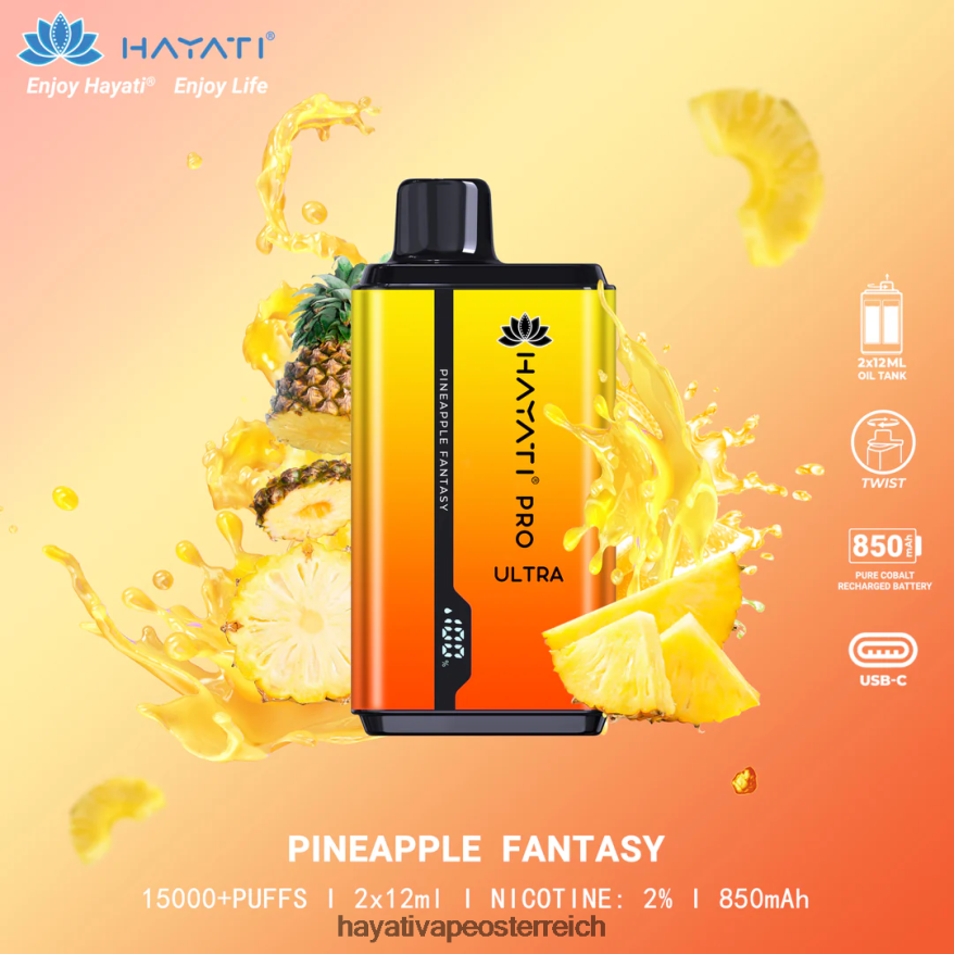 Hayati Amazon Österreich - Hayati Pro Ultra Einweg 15000 Züge Ananas-Fantasie PZRL6R208