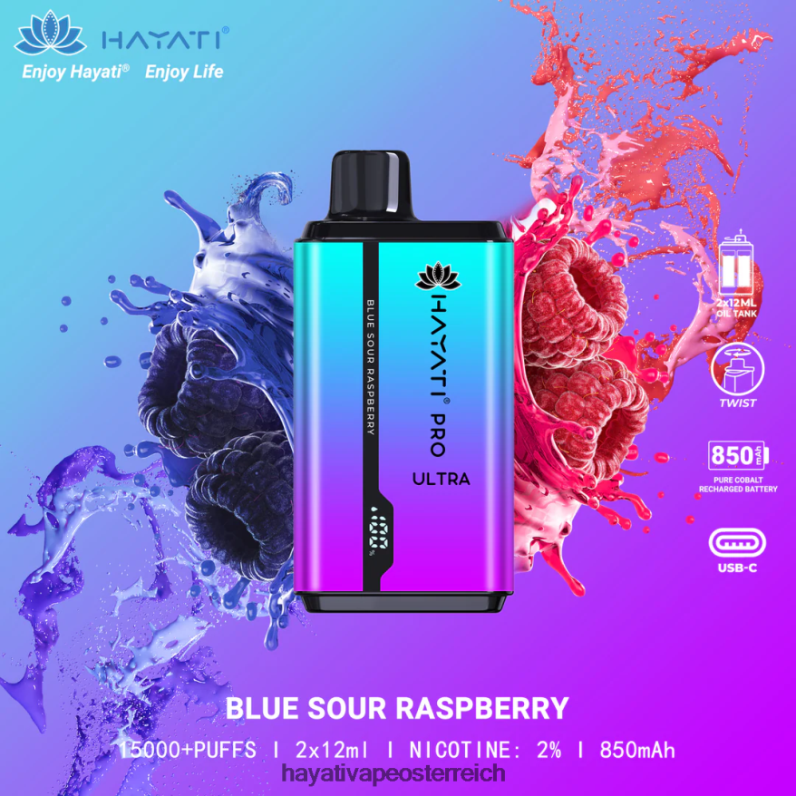 Hayati Flavour List - Hayati Pro Ultra Einweg 15000 Züge blaue saure Himbeere PZRL6R195
