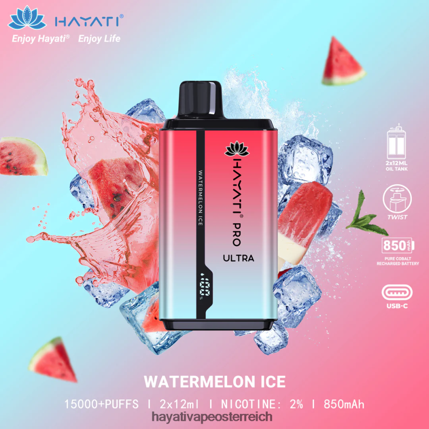 Hayati Flavours - Hayati Pro Ultra Einweg 15000 Züge Wassermeloneneis PZRL6R214