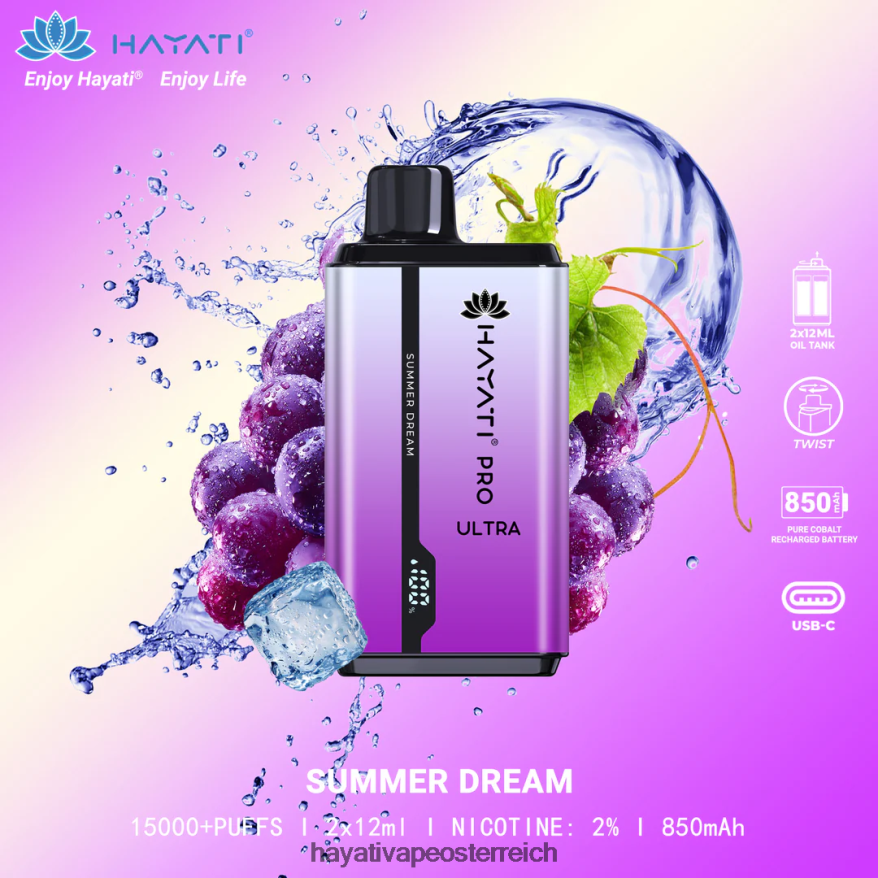 Hayati Wien - Hayati Pro Ultra Einweg 15000 Züge Sommertraum PZRL6R212