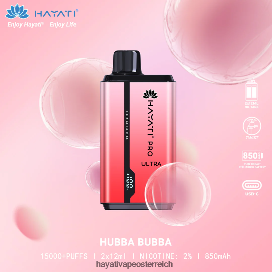 Hayati Österreich - Hayati Pro Ultra Einweg 15000 Züge Hubba Bubba PZRL6R201
