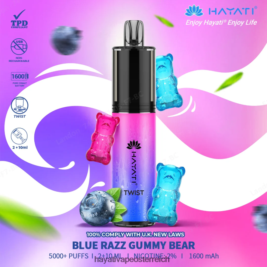 Hayati Flavours - Hayati Twist Einweg blaues Razz-Gummibärchen PZRL6R64