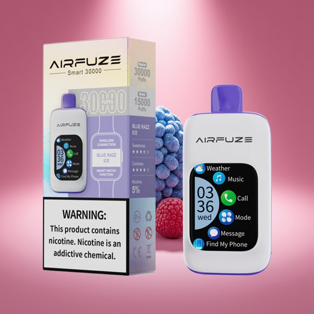 AirFuze Smart 30000 Puffs Disposable Pod Blaue Razz Eis mit Touchscreen & Typ-C