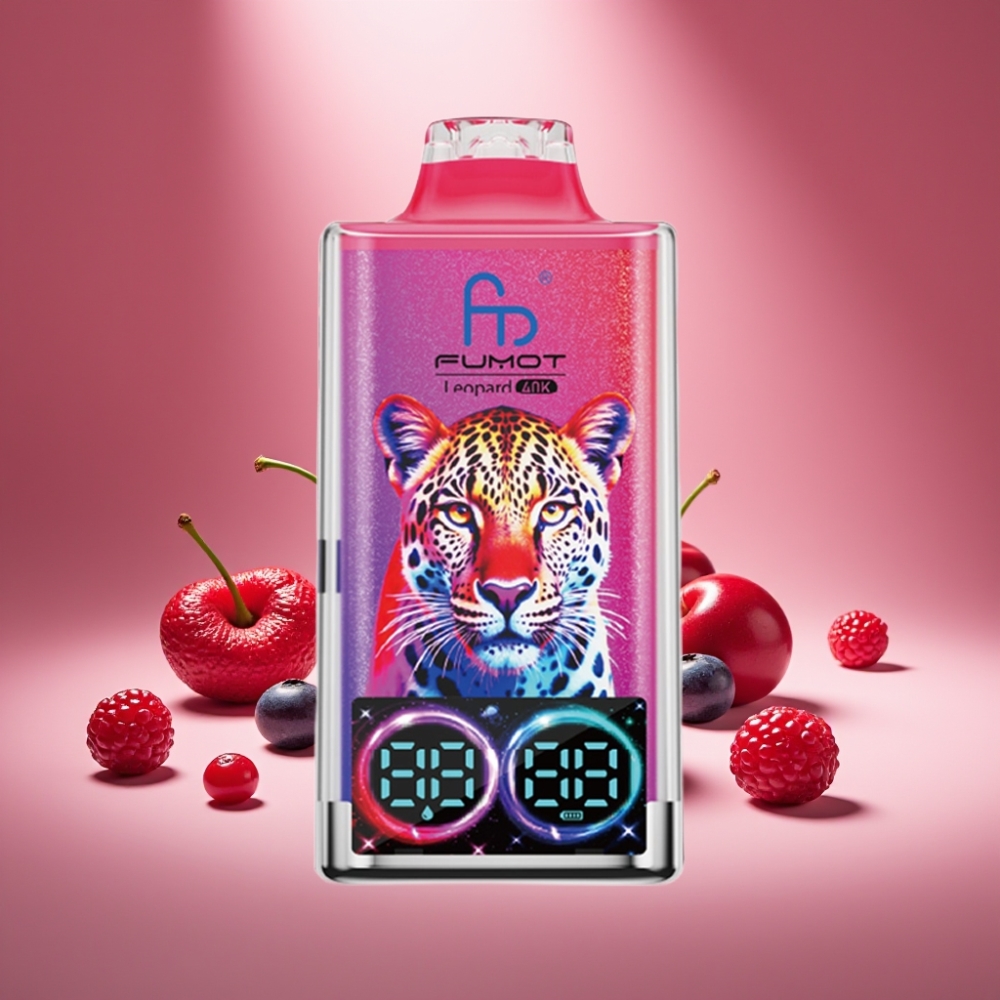 Fumot Leopard 40K Puffs Disposable Vape Blaubeere Kirsche Cranberry mit Dual Mesh