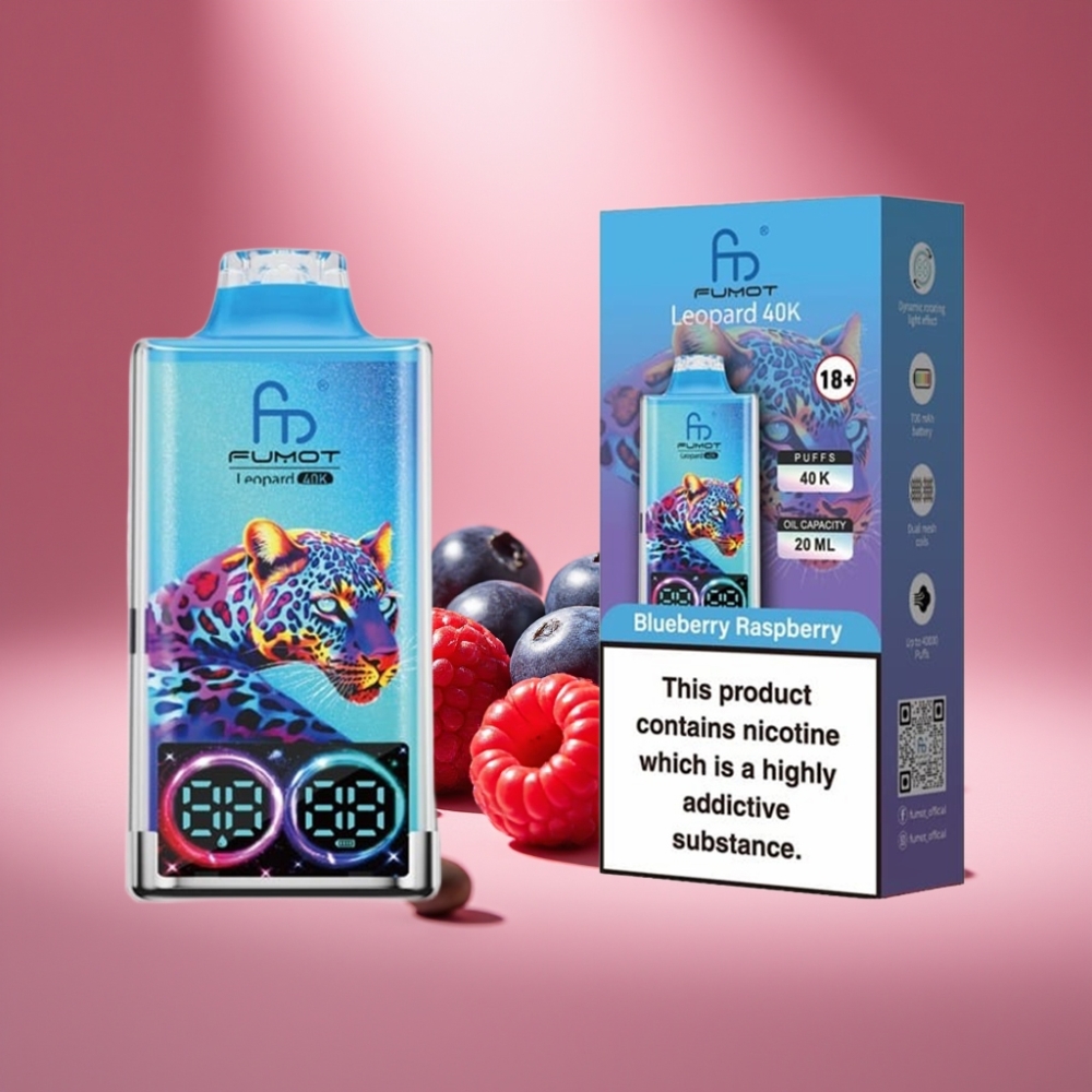 Fumot Leopard 40K Puffs Wegwerf-Vape Blaubeere Himbeere mit 700mAh Akku