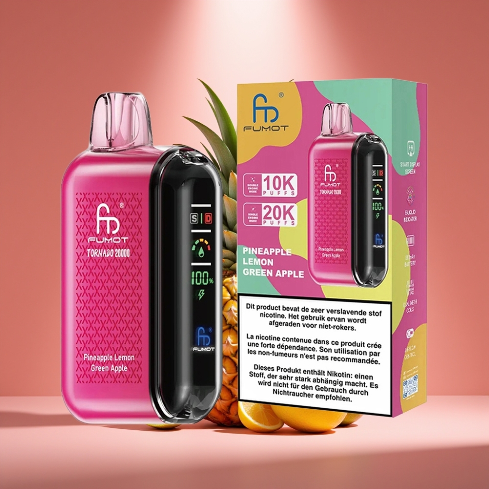 Fumot Tornado 20000 Puffs Ananas Zitrone Grünapfel mit Dual Mesh Coil