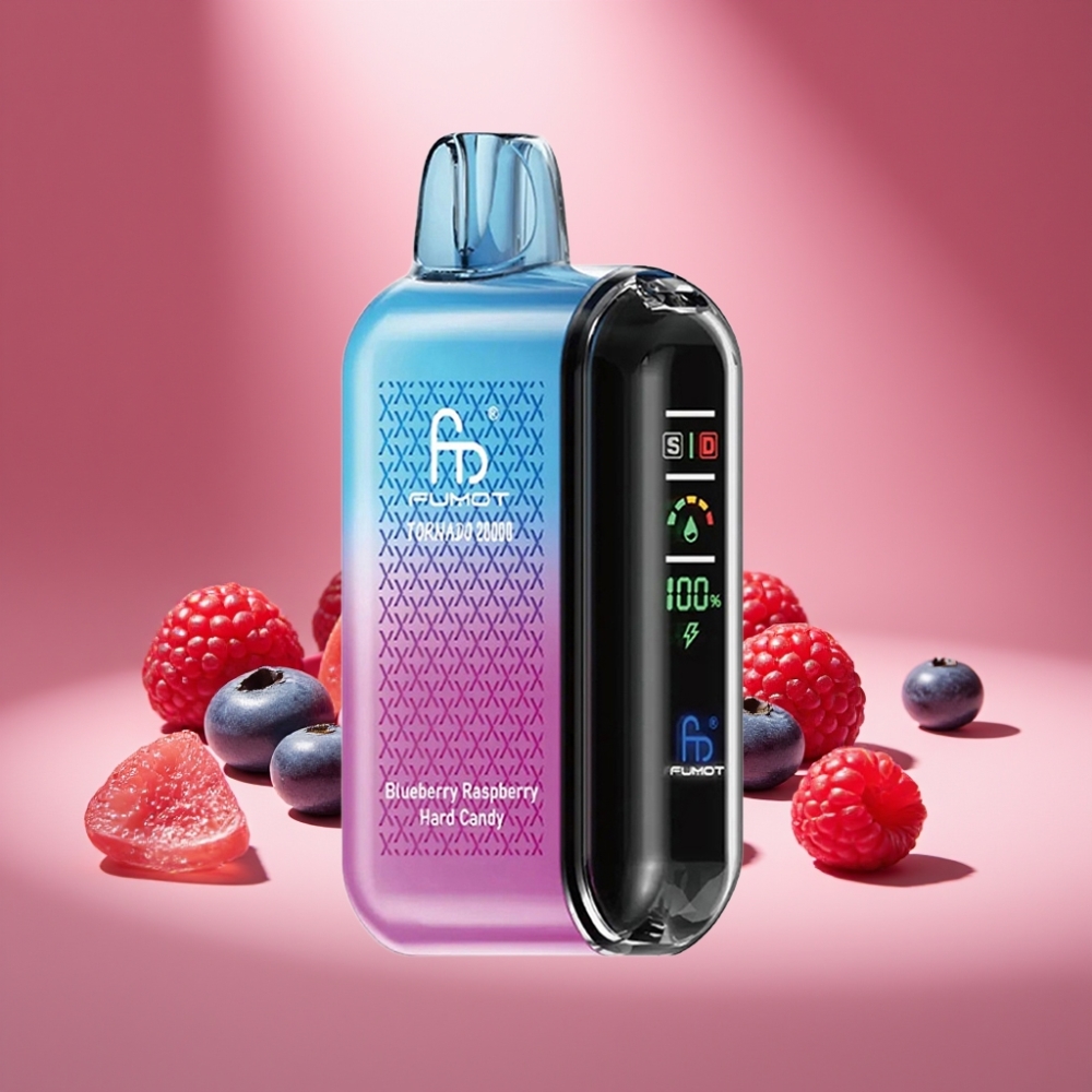 Fumot Tornado 20000 Puffs Blaubeere Himbeere Bonbon mit Dual Mesh Coil und 20ml E-Liquid