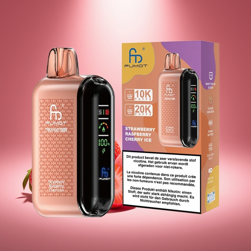 Fumot Tornado 20000 Puffs Erdbeere Himbeere Kirsche Eis 20ml 850mAh