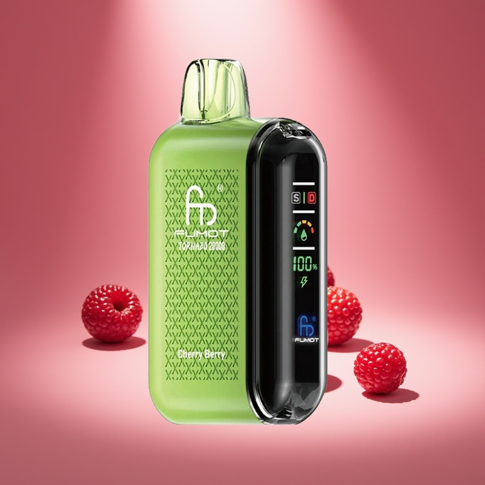 Fumot Tornado 20000 Puffs Kirschbeere mit Dual Mesh Coil und Smart Display