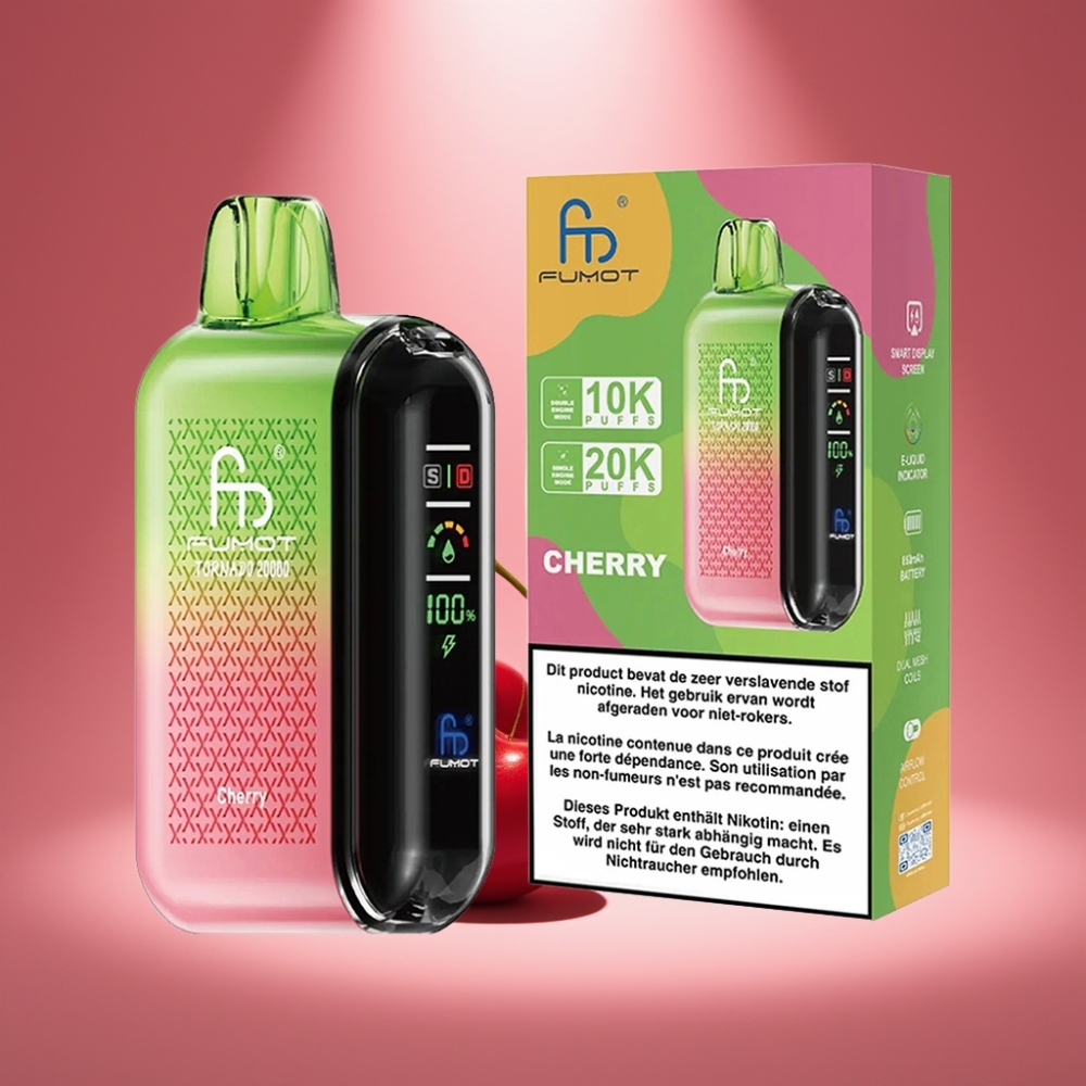 Fumot Tornado 20000 Puffs Kirschgeschmack mit Dual Mesh Coil