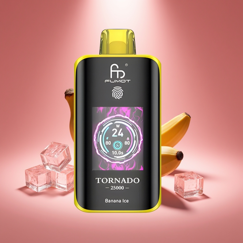 Fumot Tornado 25000 Puffs Bananeneis mit HD Bildschirm und 20ml Flüssigkeit