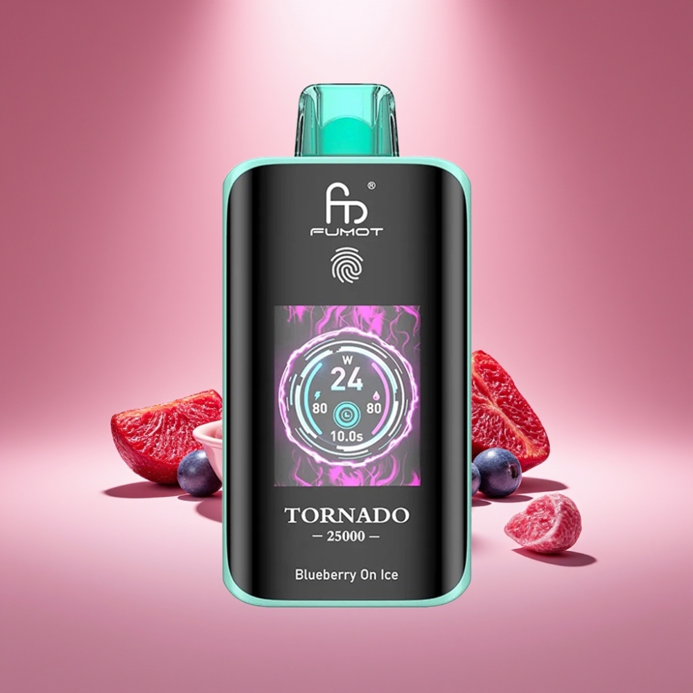 Fumot Tornado 25000 Puffs Blaubeer-Eis mit HD Bildschirm und Typ-C-Ladeanschluss