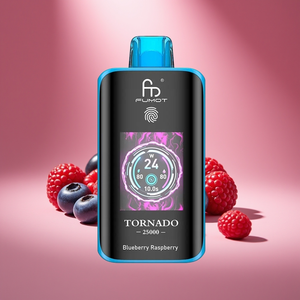 Fumot Tornado 25000 Puffs Blaubeere Himbeere mit HD Bildschirm & 700mAh Akku