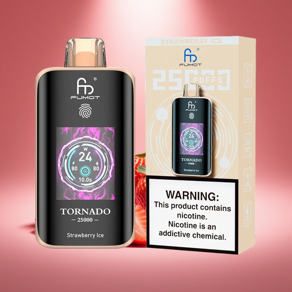 Fumot Tornado 25000 Puffs Erdbeer-Eis mit HD Bildschirm und 700mAh Akku
