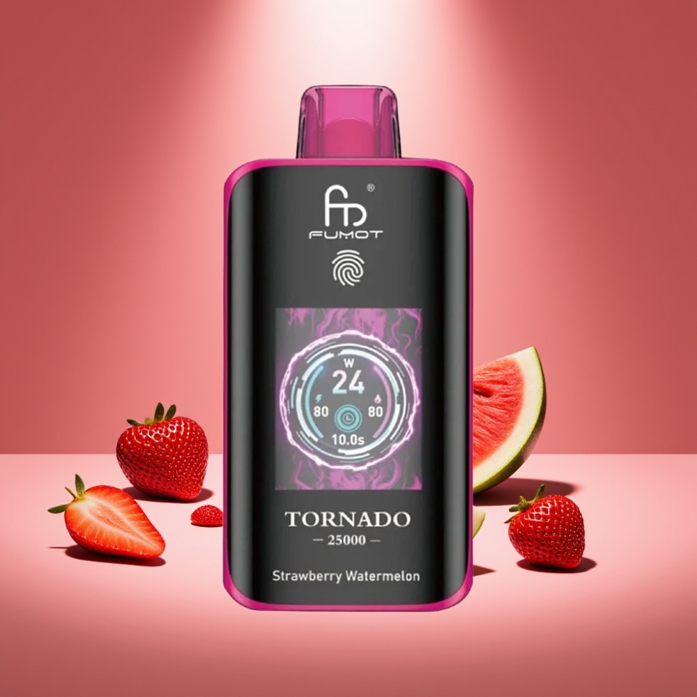 Fumot Tornado 25000 Puffs Erdbeer-Wassermelone HD Bildschirm 700mAh