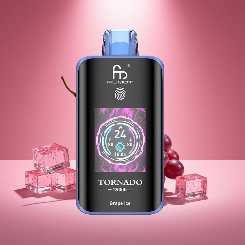 Fumot Tornado 25000 Puffs Grape-Eis mit HD-Bildschirm und 20ml E-Liquid