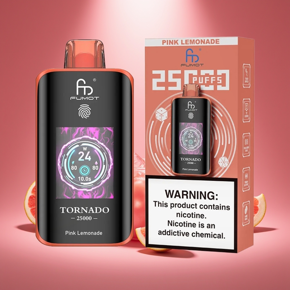 Fumot Tornado 25000 Puffs HD Bildschirm & 700mAh Akku Pink Lemonade
