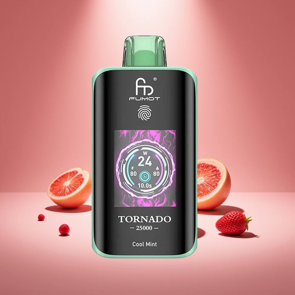 Fumot Tornado 25000 Puffs Kühle Minze mit HD Bildschirm und 700mAh Akku