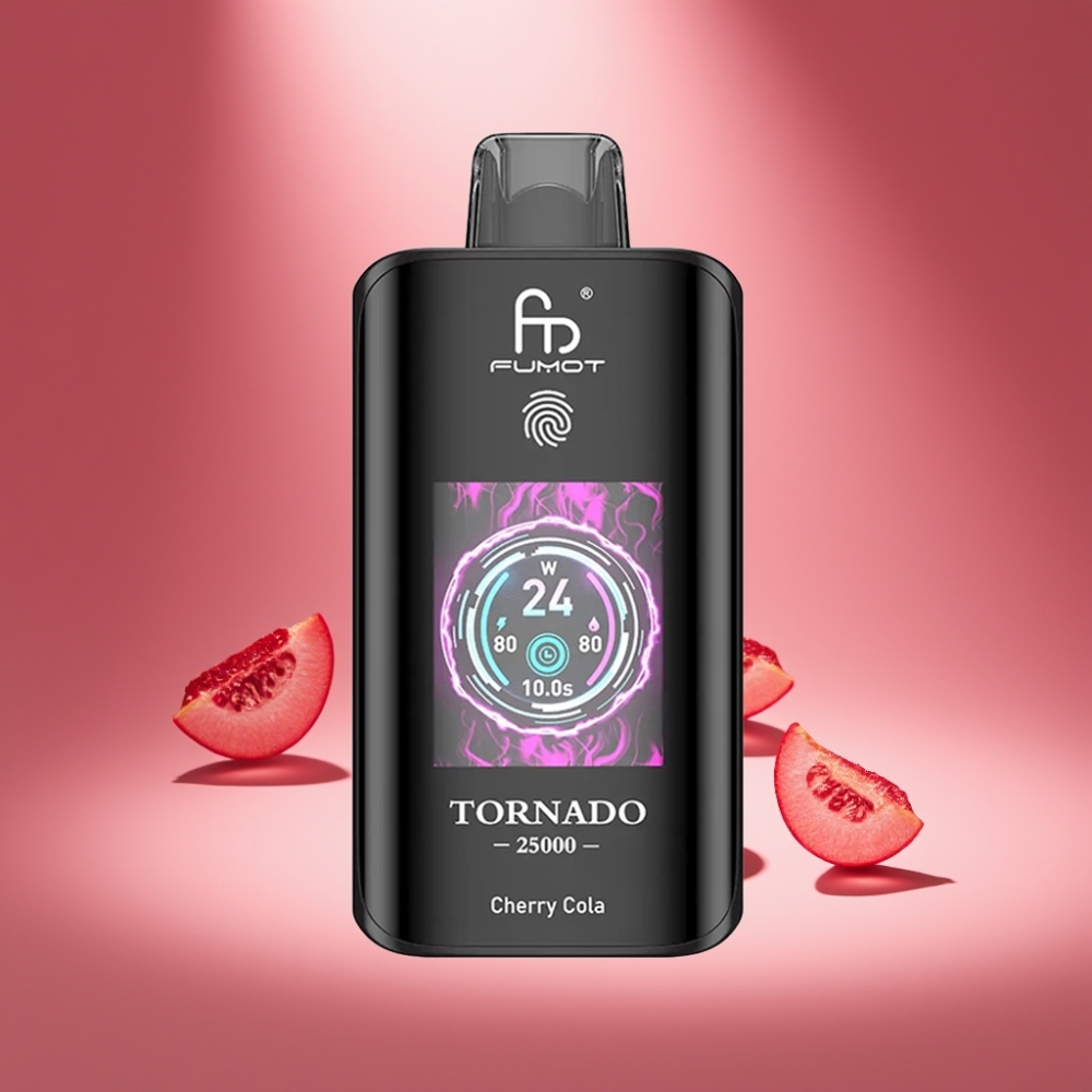 Fumot Tornado 25000 Puffs Kirsch-Cola Geschmack mit HD Bildschirm und 20ml E-Liquid