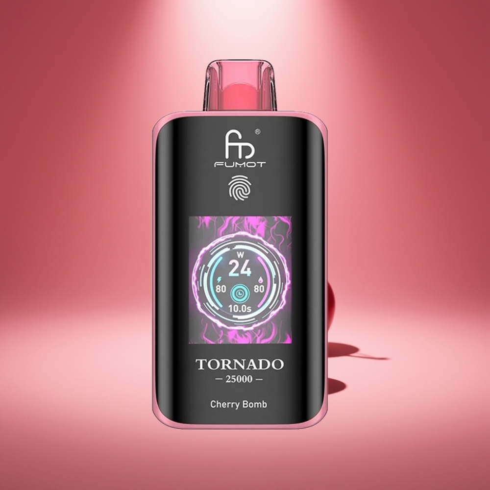 Fumot Tornado 25000 Puffs Kirschbombe mit HD Bildschirm und 20ml E-Liquid