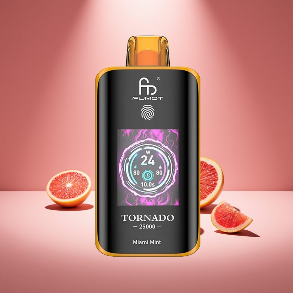 Fumot Tornado 25000 Puffs Miami Minze mit HD Bildschirm und 700mAh Akku