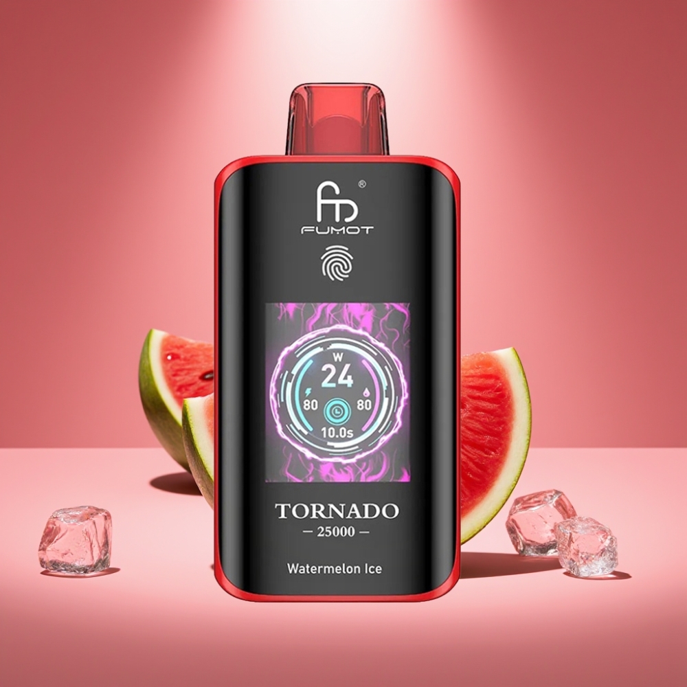Fumot Tornado 25000 Puffs Wassermelone-Eis mit HD Bildschirm und 700mAh Akku