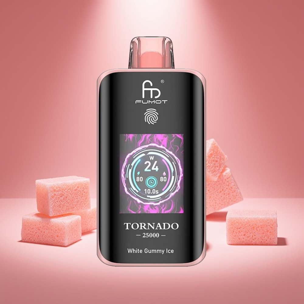 Fumot Tornado 25000 Puffs Weiße Gummibärchen-Eis HD Bildschirm 700mAh