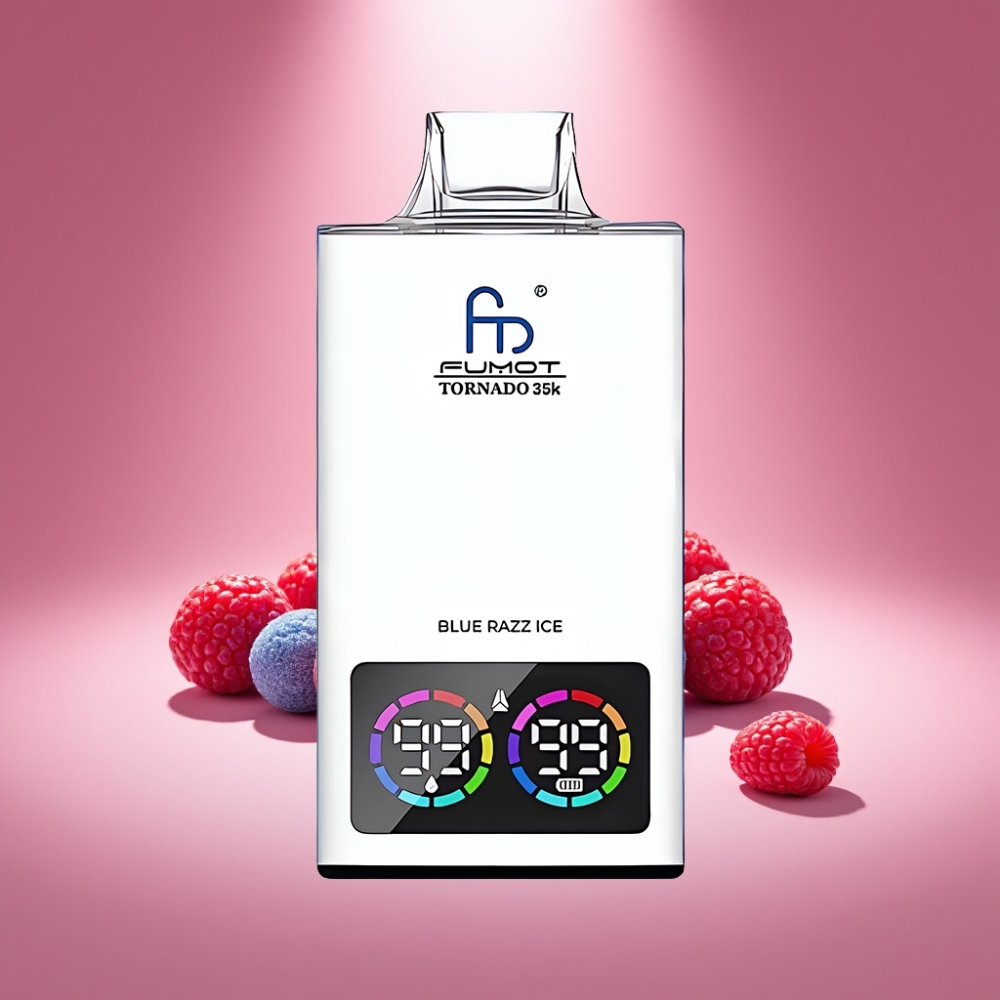 Fumot Tornado 35K Disposable Vape Blauer Himbeer-Eis mit Dual Mesh Coil & 35000 Puffs