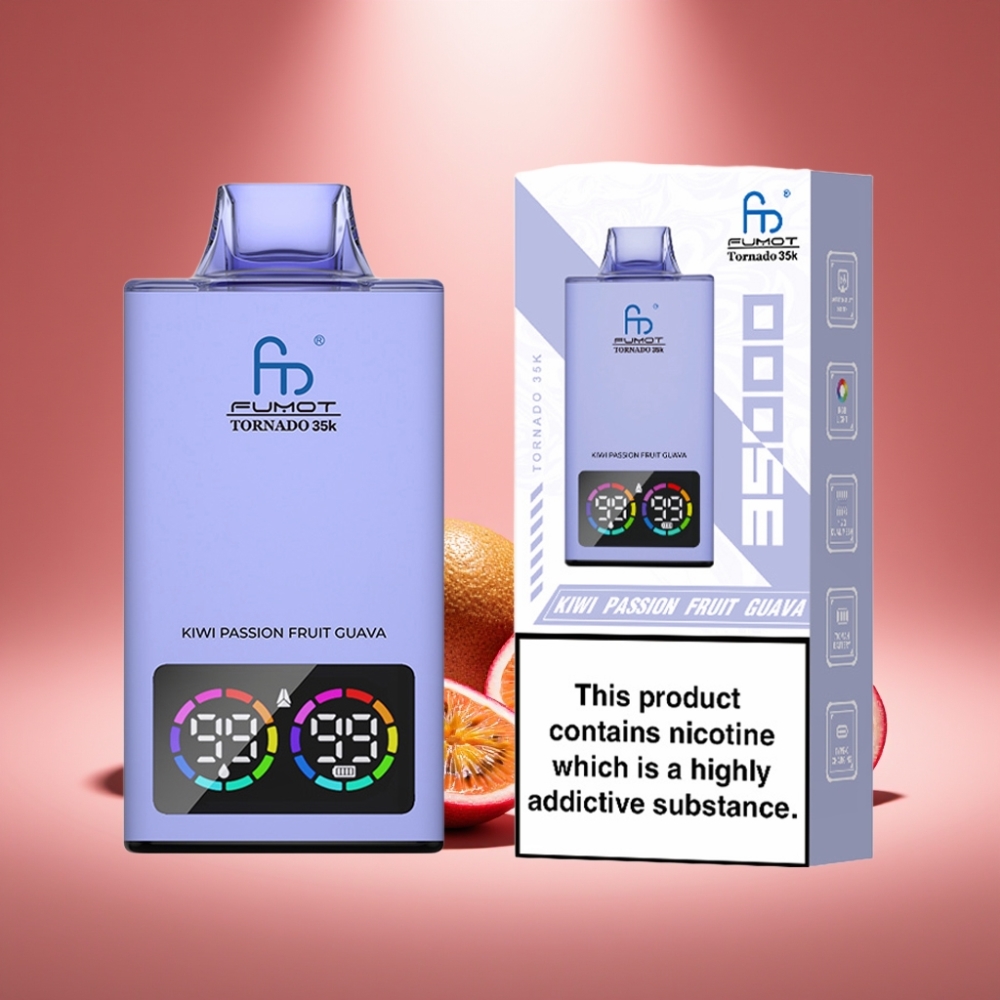 Fumot Tornado 35K Einweg-Vape Kiwi Passionsfrucht Guave mit Dual Mesh Coil und 35000 Zügen