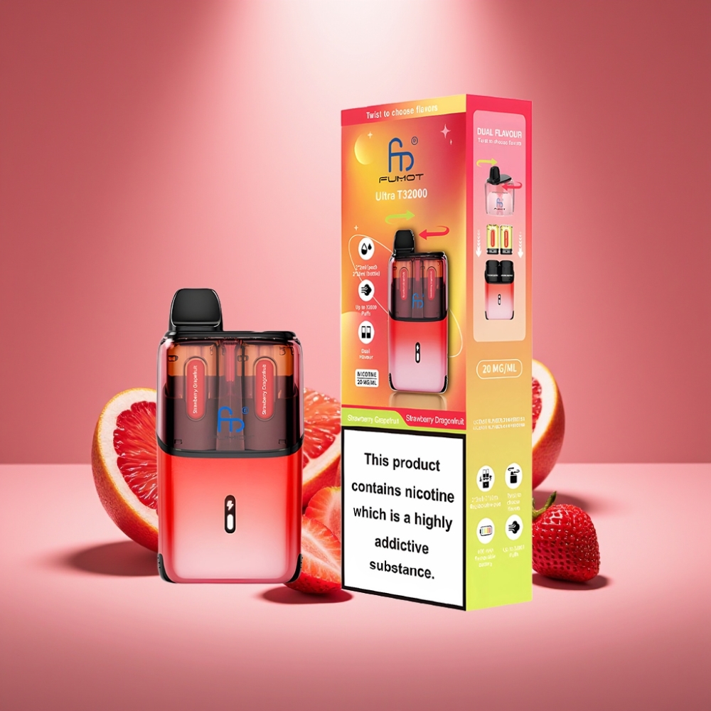 Fumot Ultra T32000 Wegwerf-Vape Erdbeer-Grapefruit - Erdbeer-Drachenfrucht 24ml 800mAh