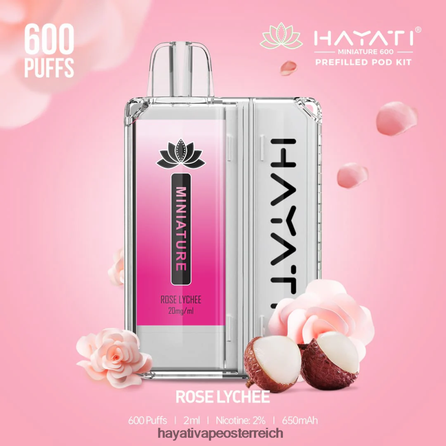 Hayati Flavours - Hayati Miniature 600 Pod-Kits Rosen-Litschi PZRL6R44