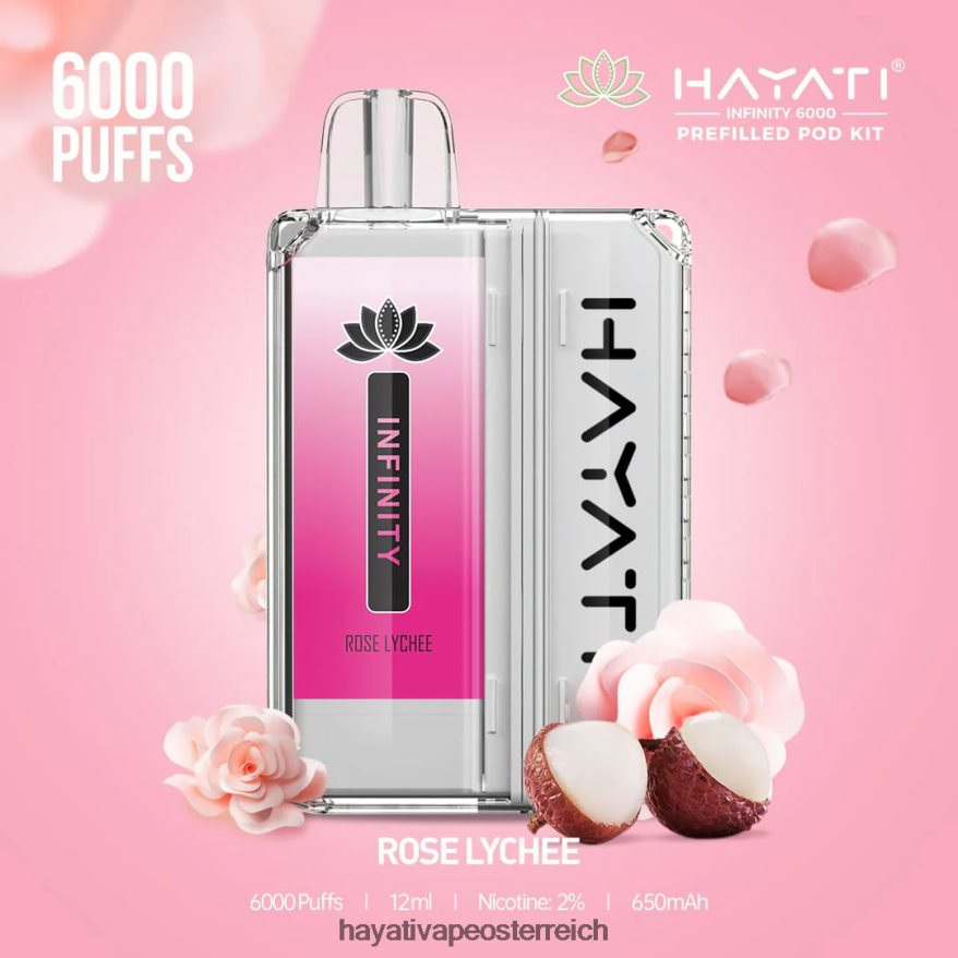 Hayati Amazon Österreich - Hayati Infinity 6000 Pod-Kits Rosen-Litschi PZRL6R158