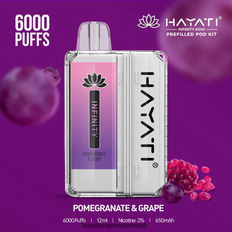 Hayati Store Österreich - Hayati Infinity 6000 Pod-Kits Granatapfel und Traube PZRL6R156