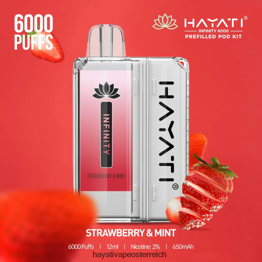 Hayati Vape Flavours - Hayati Infinity 6000 Pod-Kits Erdbeere und Minze PZRL6R160