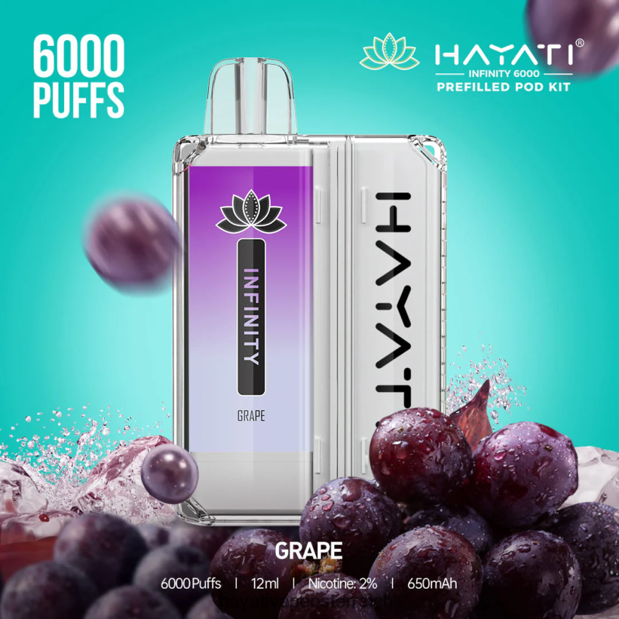 Hayati Vape Flavours - Hayati Infinity 6000 Pod-Kits Traube PZRL6R150