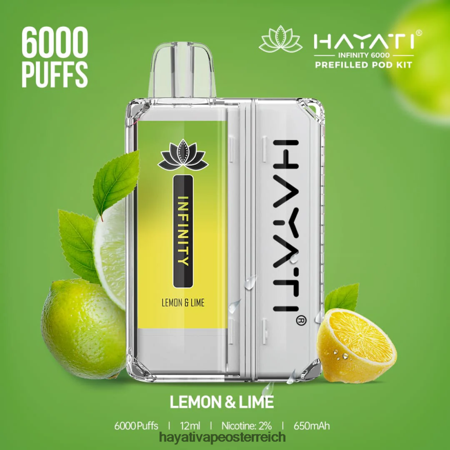 Hayati Vape Österreich - Hayati Infinity 6000 Pod-Kits Zitrone und Limette PZRL6R153